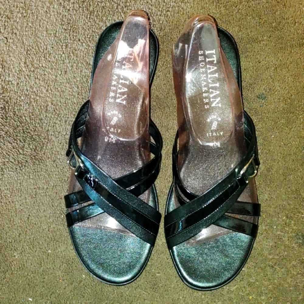 Italian Shoe Makers Women's Elegant Black Sandals NWOT Size 9 M